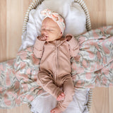 Baby Long Sleeve Zip Onesie Dusky Pink